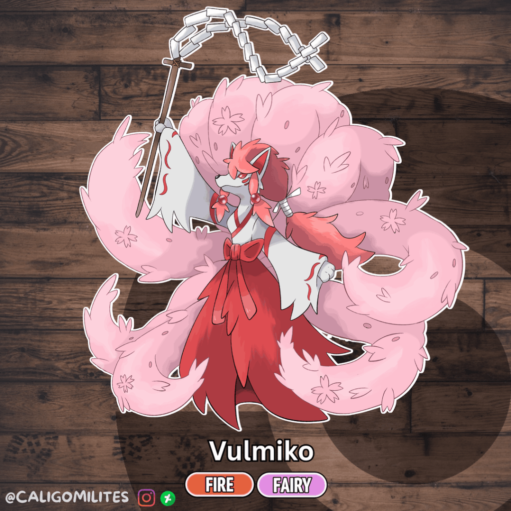 Vulpix Alternate Evolution with Dawn Stone - Vulmiko the Kitsune/Miko Pokemon