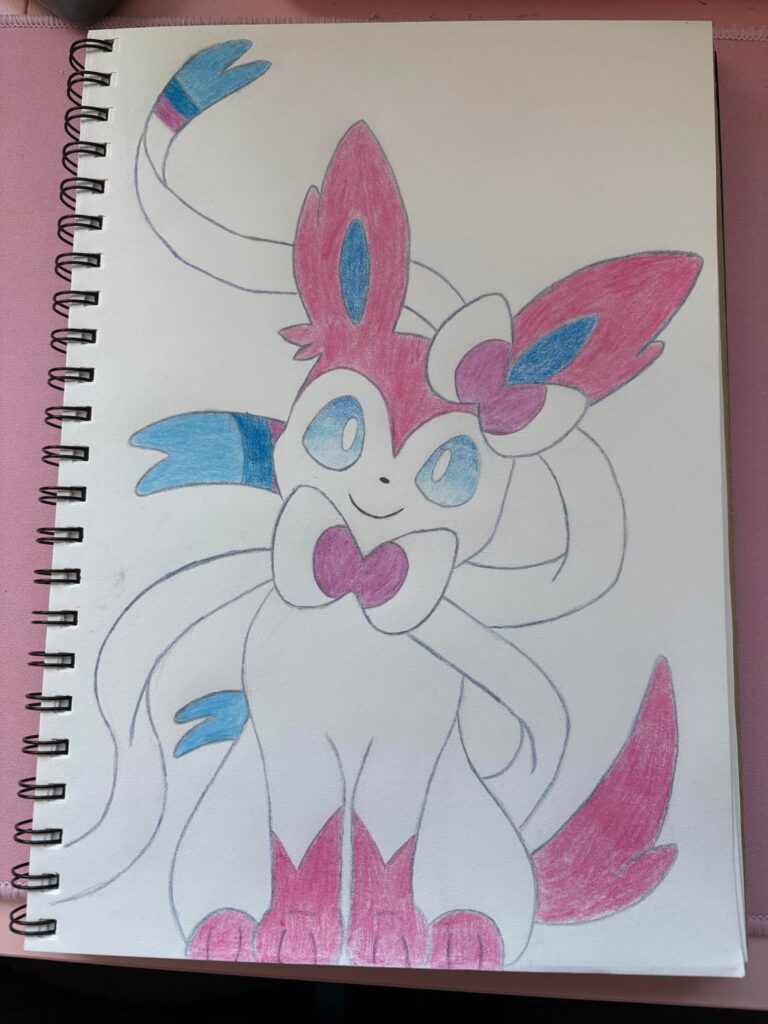 Sylveon! Coloured with pencils 🩷