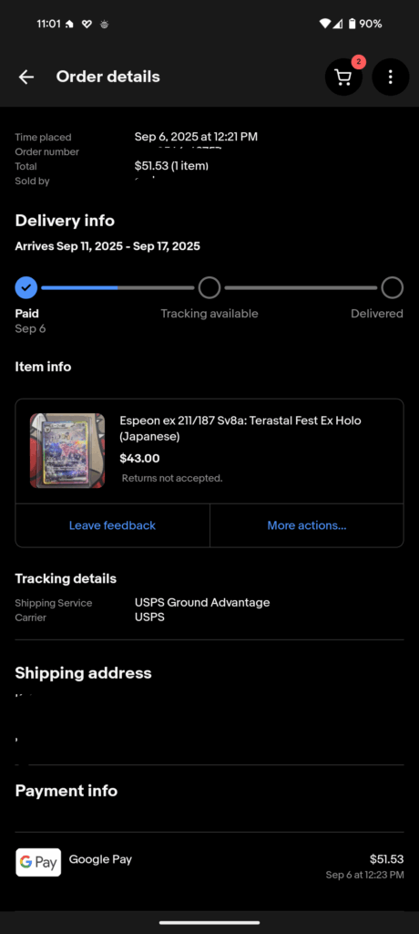 I'm new to eBay, does it not show shipped?