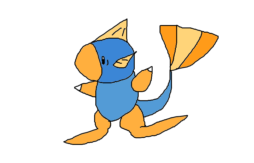 water type fakemon i made for my region, terrea, aka, "random region i just made for fun." he is not the starter though, the starters are different. his name is gunppy.