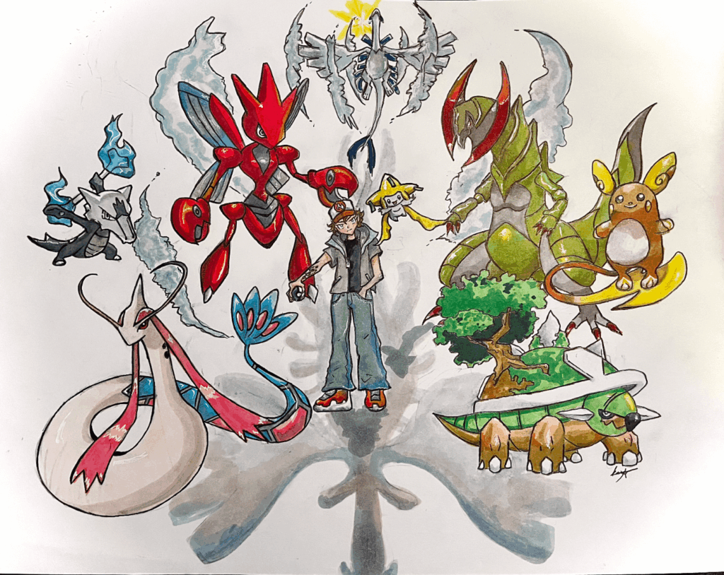 Me and my dream team illustrated by my fianceé!