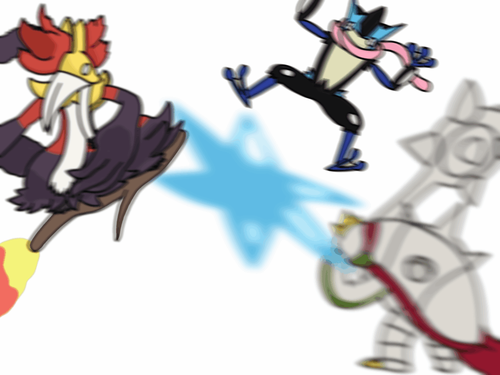 A very low quality drawing of the gen6 starter megas