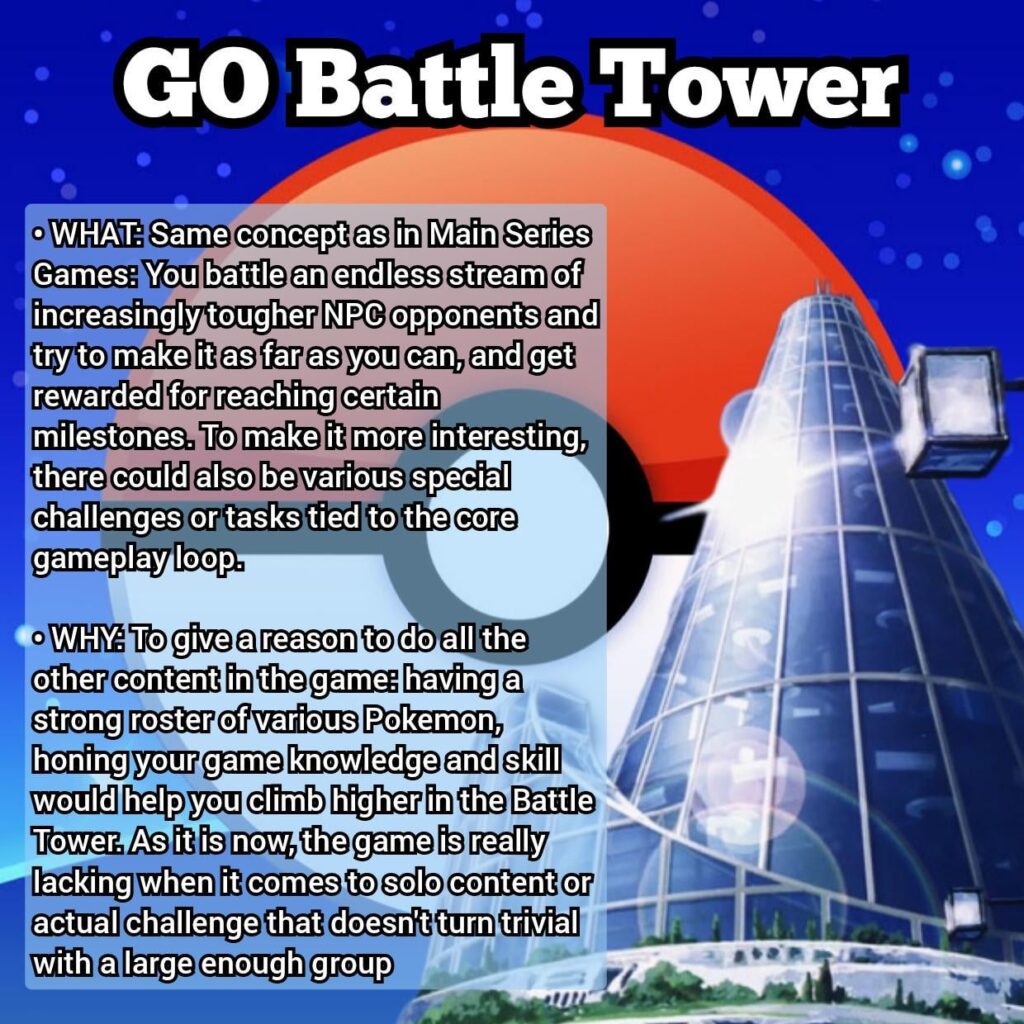 Add Battle Tower From Main Series Pokemon Games to GO!