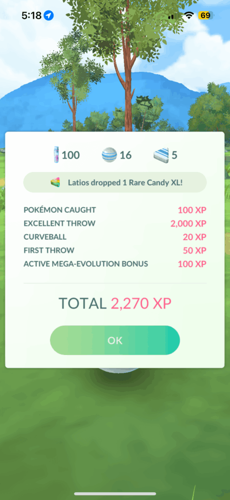Legendaries from GBL dropping rare candy XL?