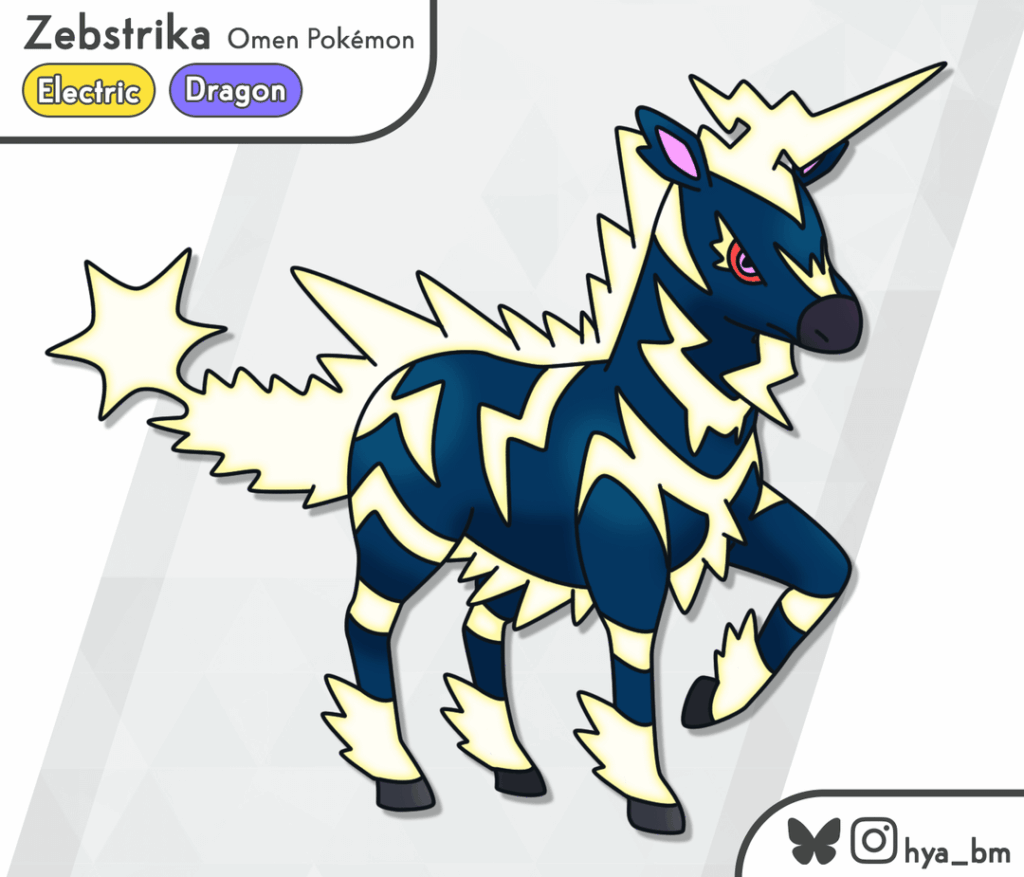 [oc] Capricious as the storm, Zebstrika! 🌩️(Dragon Type Regional Form)