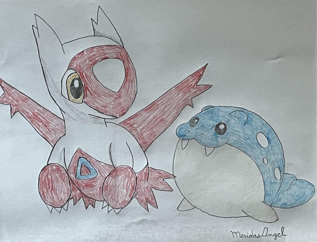 Latias and Spheal Playing (My Drawing)
