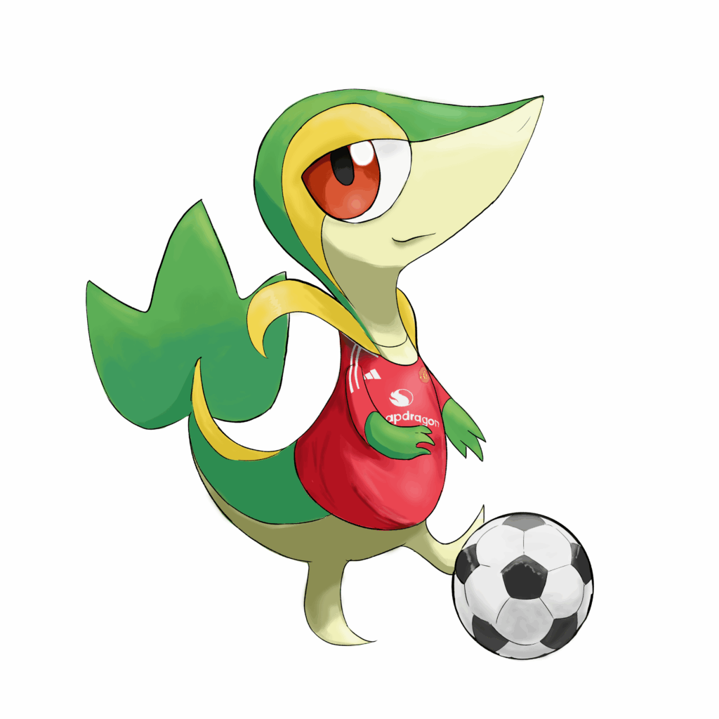 I drew Snivy wearing a Manchester United jersey (follower request)
