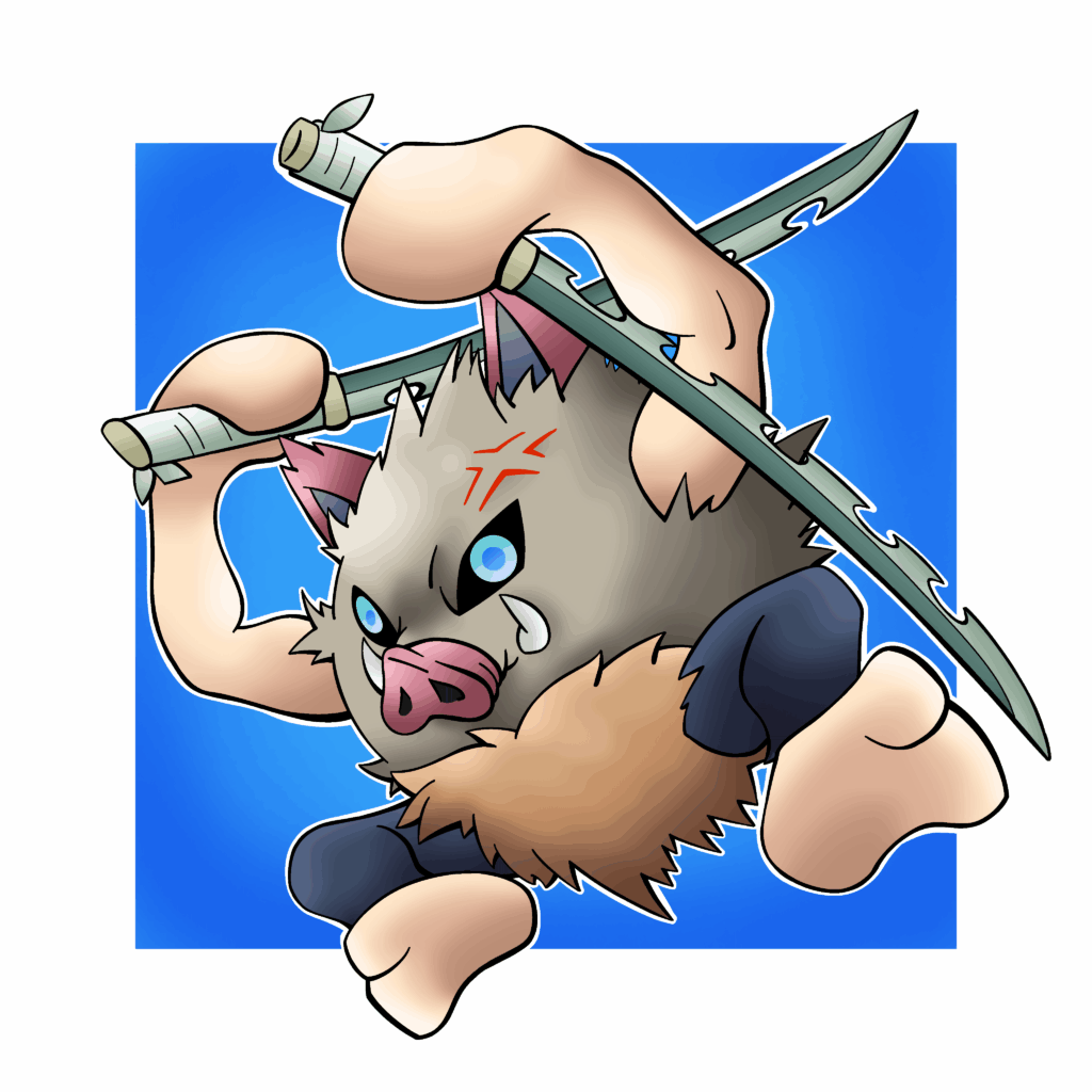 I drew Inosuke from Demon Slayer as a Pokemon (OC)