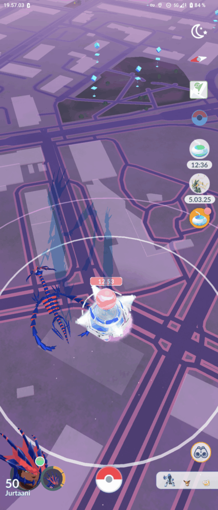 Your and your buddy Pokémon shadows go over the raid start timer.