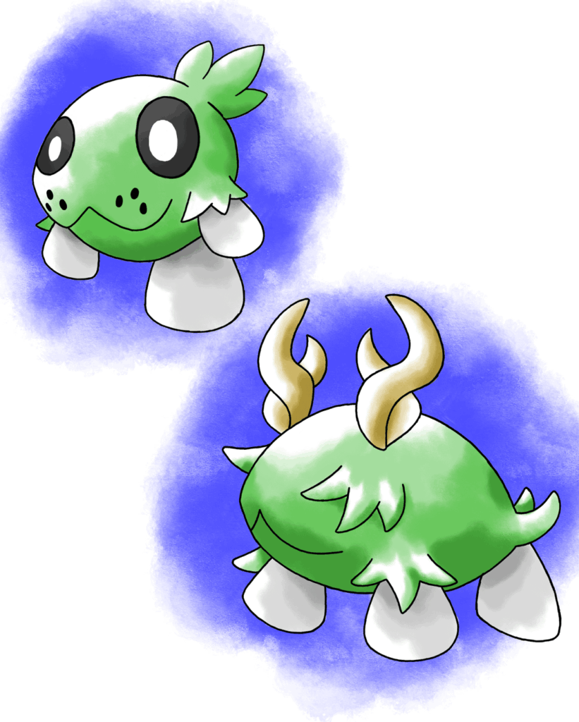 In clean waters, Marimoti are found in abundance. Train one well and it will evolve in Mangroviti!
