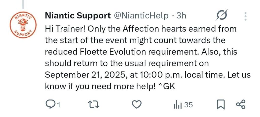 Official Response from Niantic on the Floette Hearts being Zeroed out