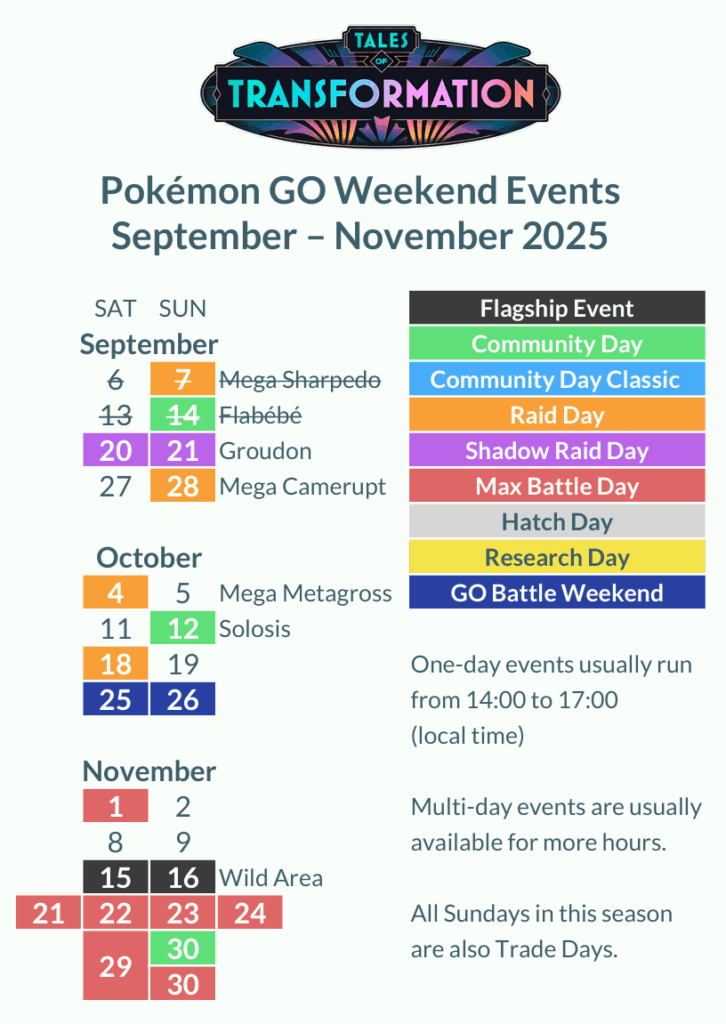 Weekend events for September-November 2025