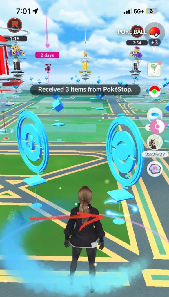 Swirls around bottom of stop