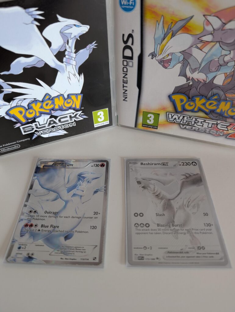 14 years ago I bought Pokemon Black alongside a singular packet of the B&W set and pulled the Reshiram. 14 years later, I got both games again, opened a White Flare Booster Bundle and got the BWR Reshiram. I cannot believe my luck.