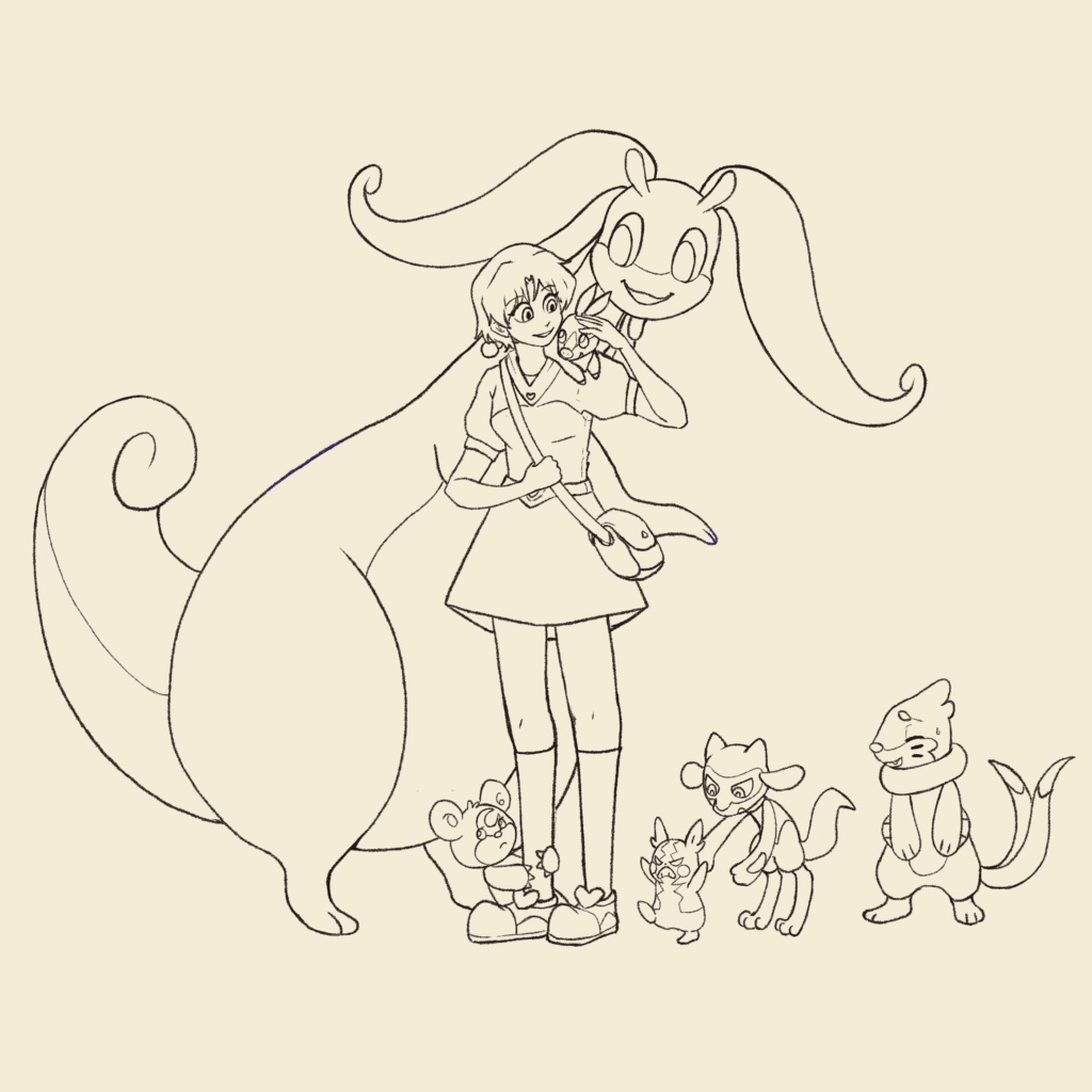 Sketch of an art I'm doing of Akane Tendo (Ranma1/2) in the pokemon universe