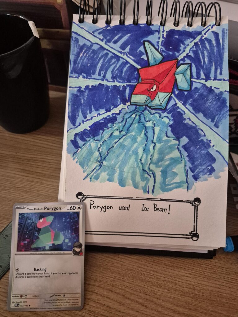 Rolled a d10 to see what card from the pack im drawing. Landed on Porygon