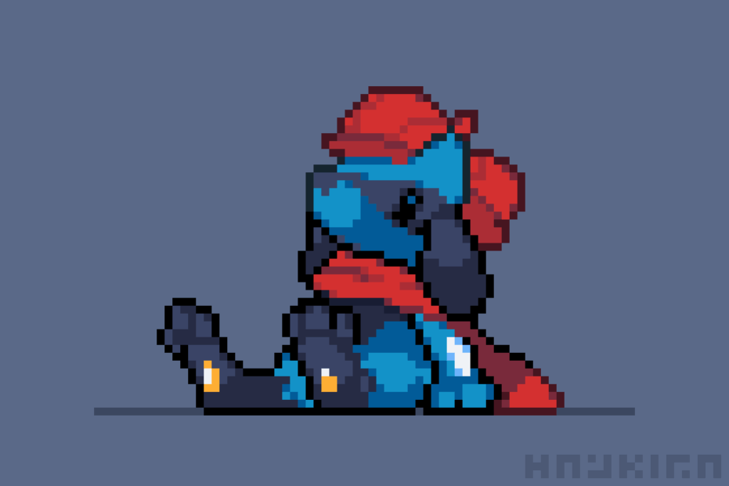 Friend's Riolu OC pixel art idle animation