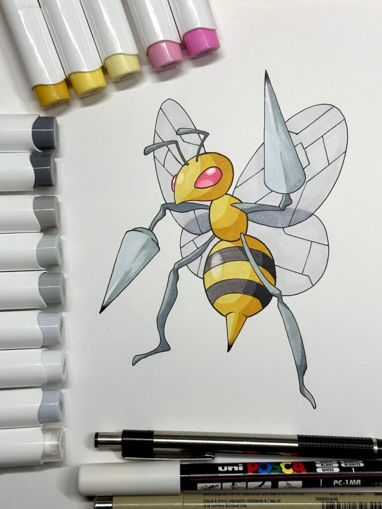 Inktober drawing of beedrill