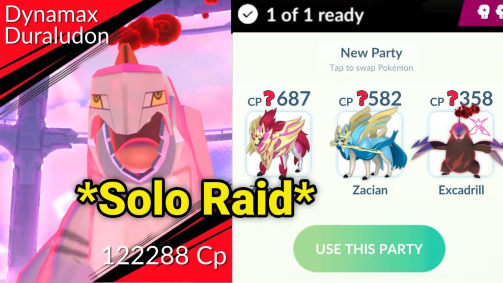 *SOLO* Dynamax DURALUDON raid without Max Mushroom in Pokemon GO.
