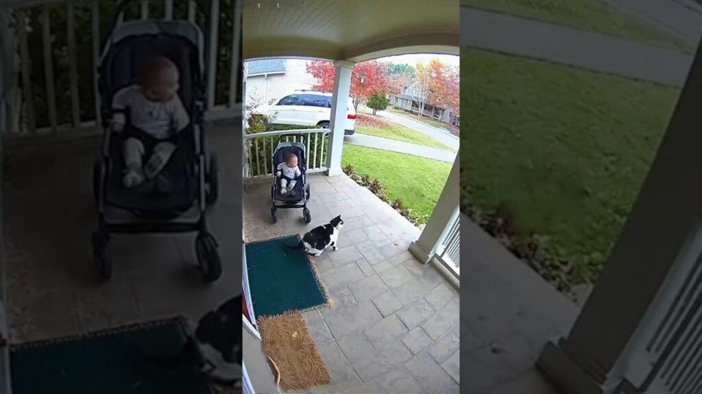 Cats can definitely protect their little masters  #cat #bear