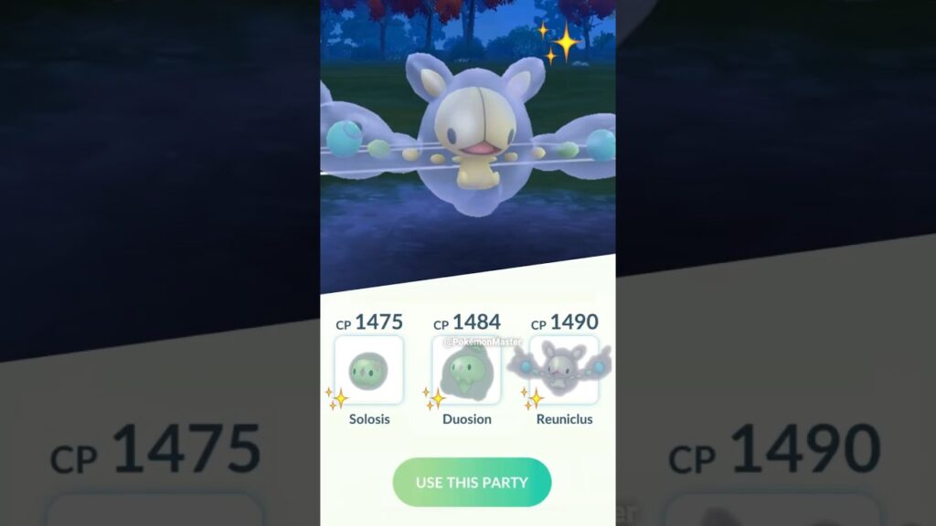Shiny Reuniclus family vs high cp grunt  in Pokemon GO.