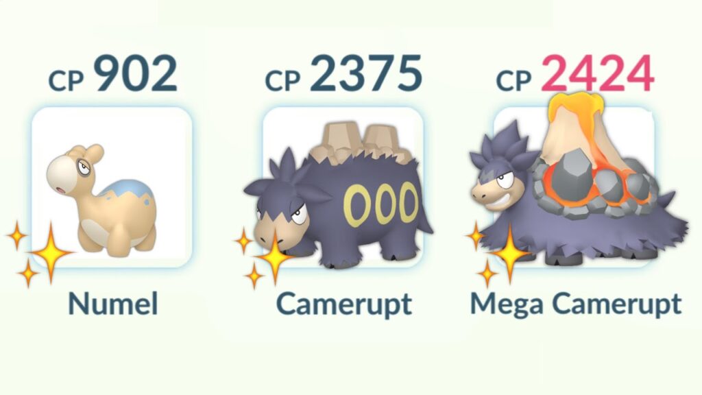 using Shiny (Numel, Camerupt, Mega Camperupt) Family in Pokemon GO.