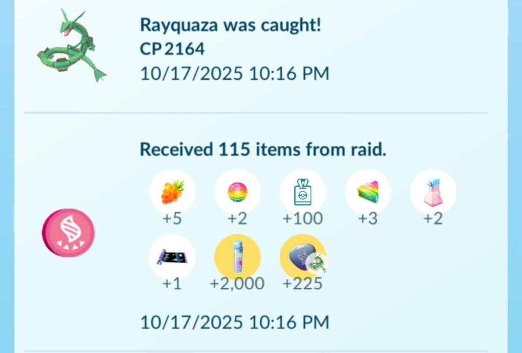 3 XL candy from Rayquaza