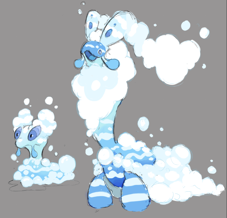 Convergent Slugma line called Sparkwa and Foaqua