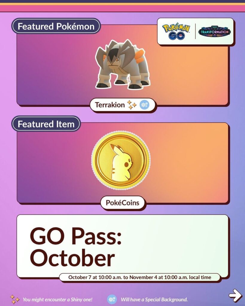 GO Pass: October Niantic Infographic