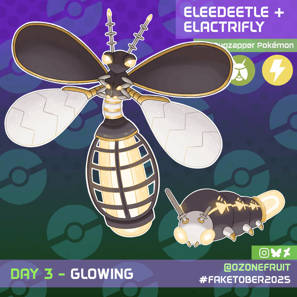Electric Firefly Pokemon- Eleedeetle and Elactrifly