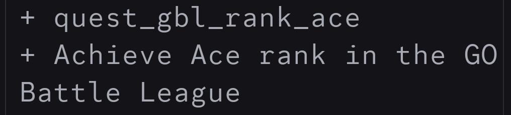 New text was datamined. Including a task to reach Ace rank in GBL
