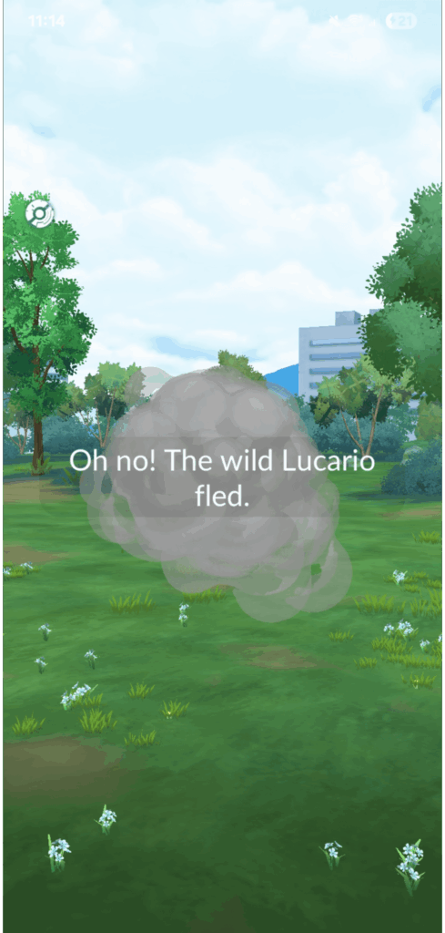 I just had a lucario from the go pass flee?