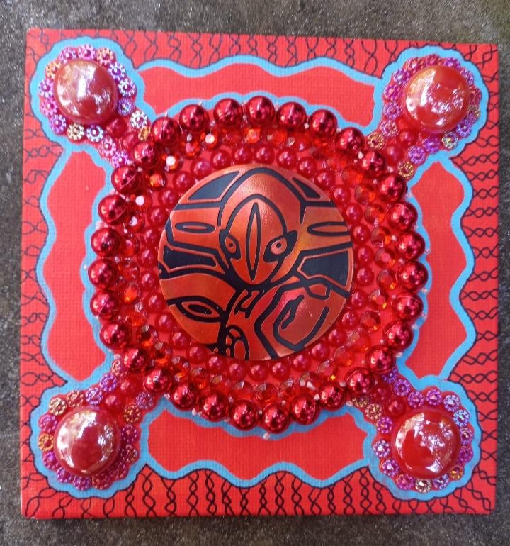 Deoxys Coin Mixed Media Collage