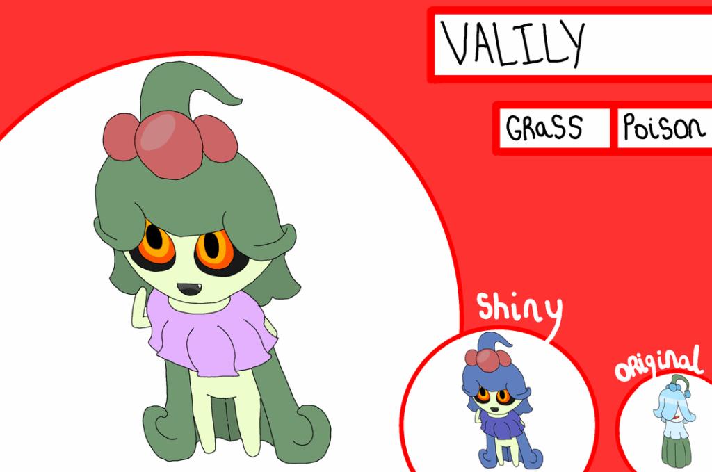 Just off down the path from the Rolling Farmlands, the player will encounter a marsh filled with giant mushrooms- and hidden amongst these marshes will lay a Pokemon that'll never leave your side... even if that's against your wishes. Meet the Valily Line!