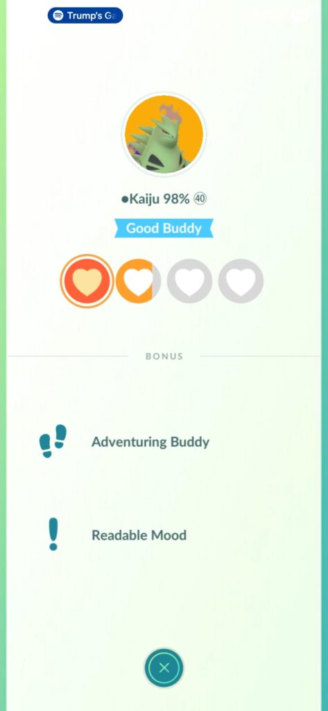 Buddy levels and your pokemon?