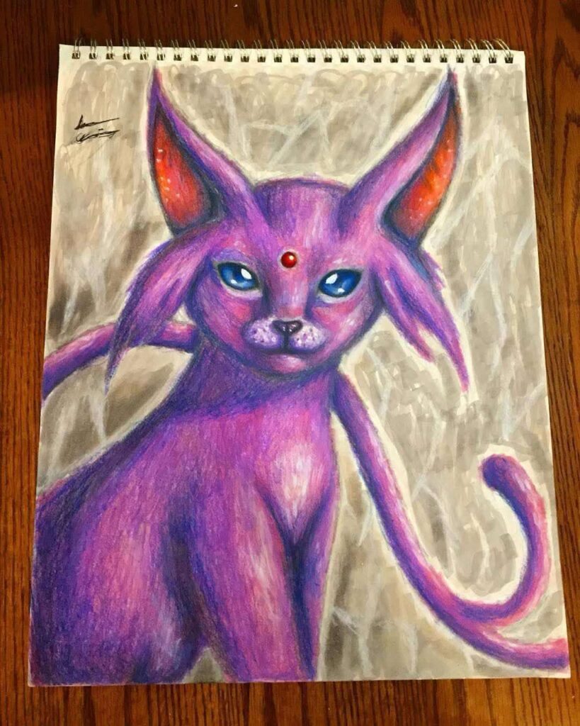 Hey everyone hope you enjoy my old realistic drawing of Espeon.