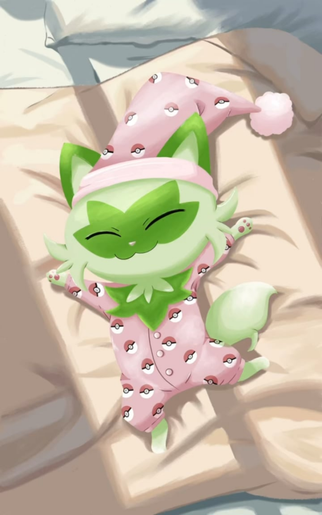 I drew Sprigatito (ニャオハ)!