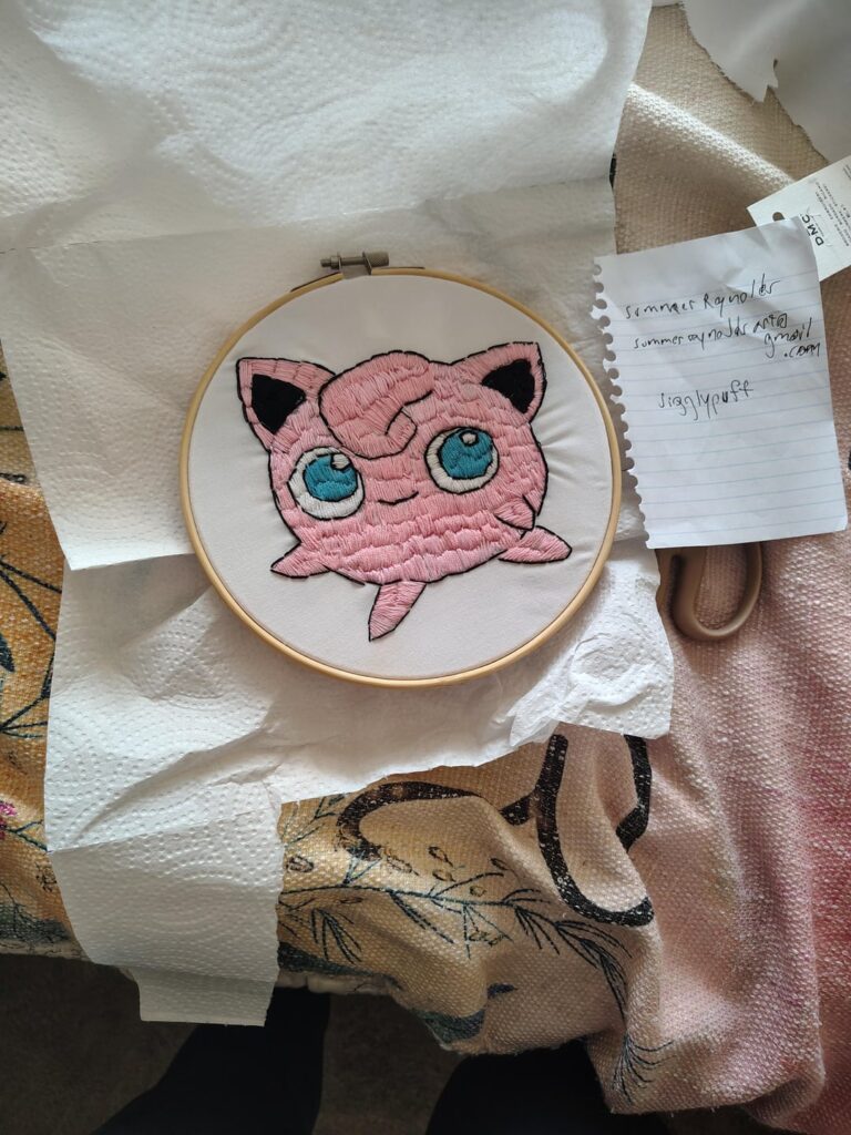 Pokemon embroidery for art fair