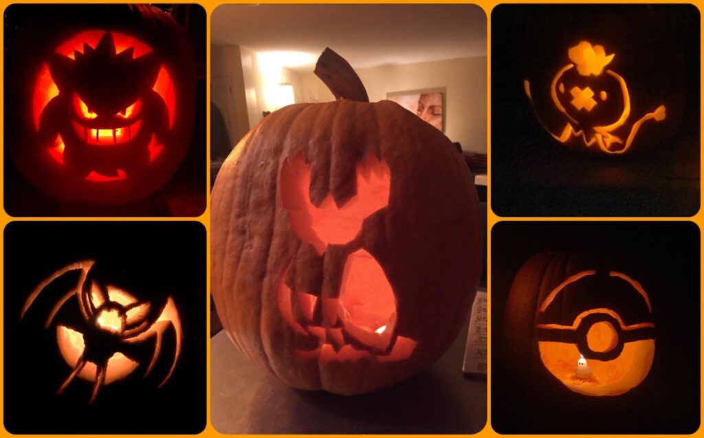 [OC] Here are my Pokémon jack-o’-lanterns over the years!