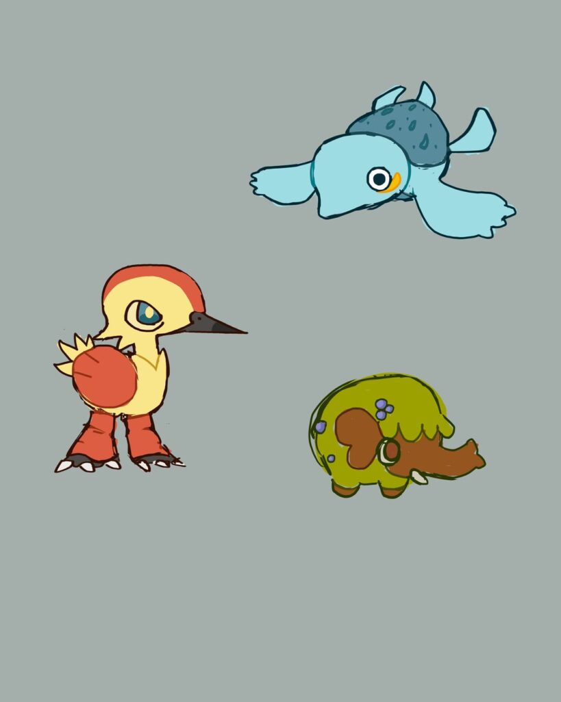 doodle of a starter trio