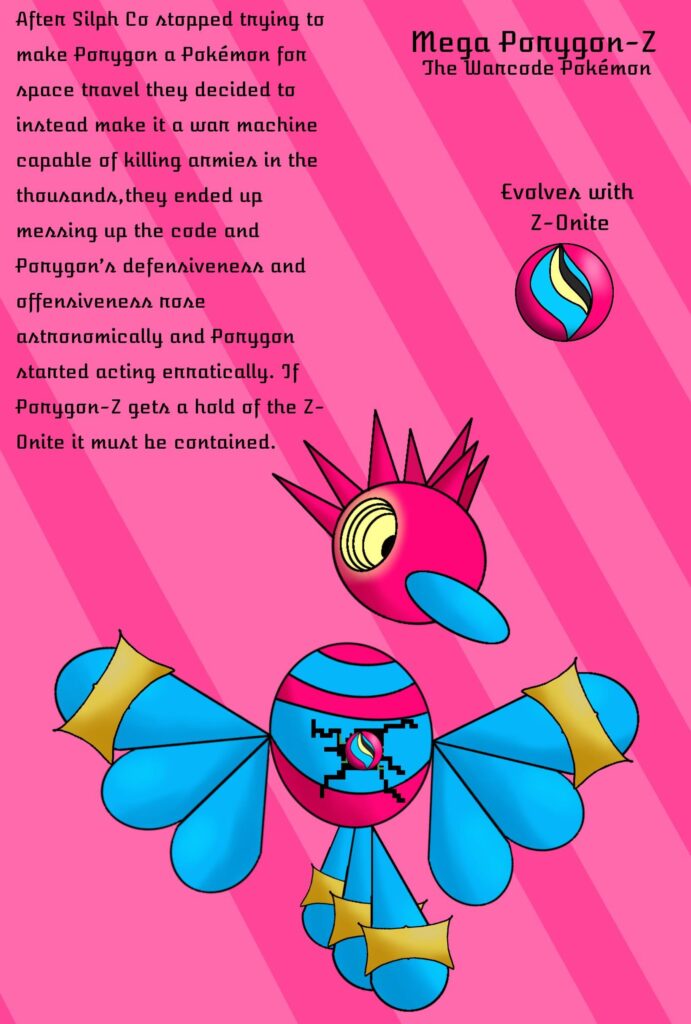 Mega Porygon-Z Concept I came up with(Had to repost it because Reddit wouldn’t let me edit the original post)