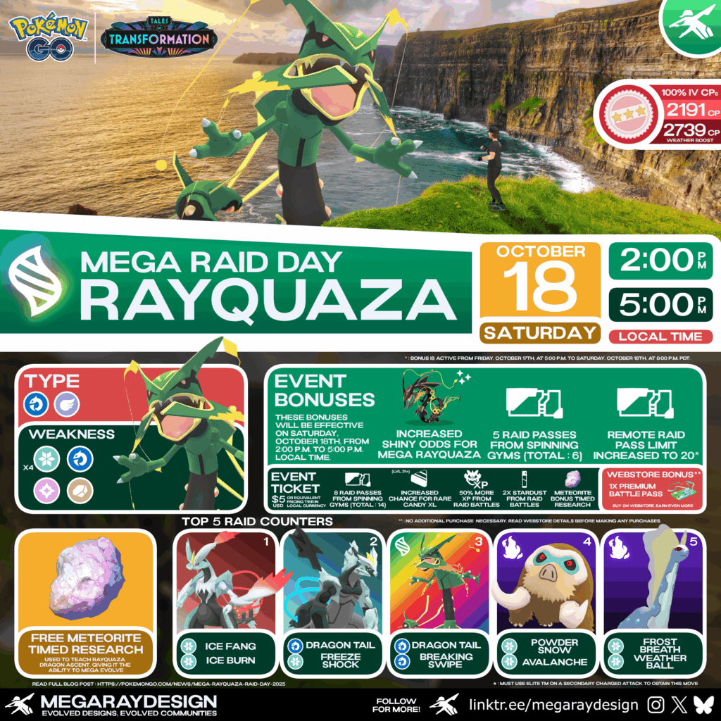 Pokémon GO - Mega Rayquaza Raid Day Graphic created by MegaRayDesign! ✨