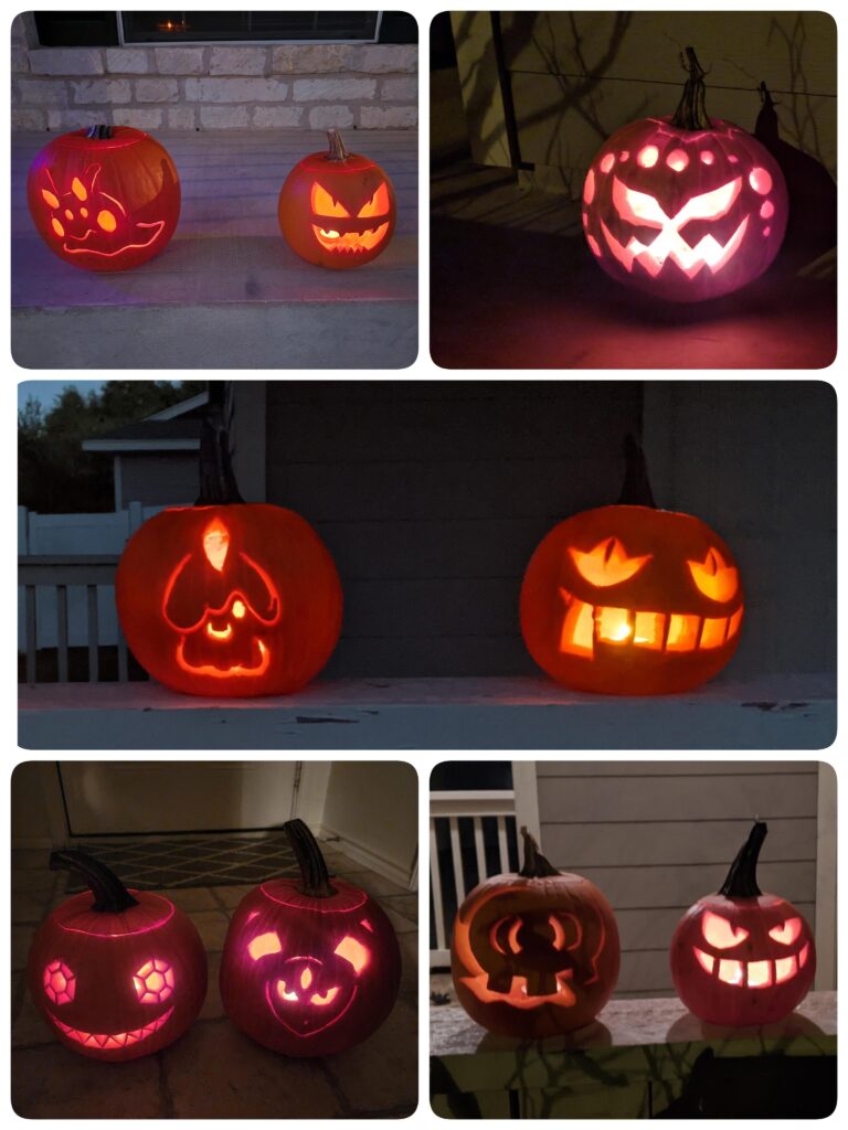 Our Pokémon jack-o'-lanterns throughout the years