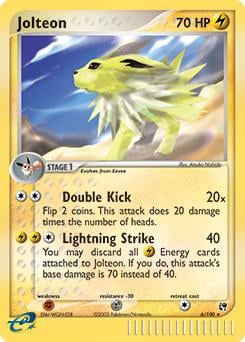 Looking for similar art vibes to this card Jolteon from ex sandstorm