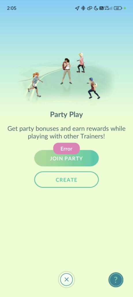 Unable to create a Party.