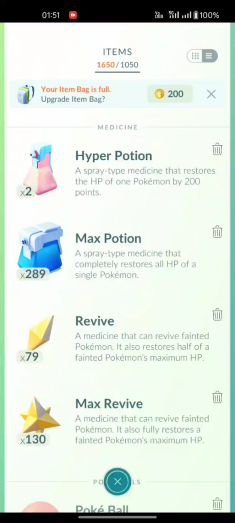 Cause of this lvl up my bag messed up what should I remove to free my bag so I I can spin pokestops peacefully.