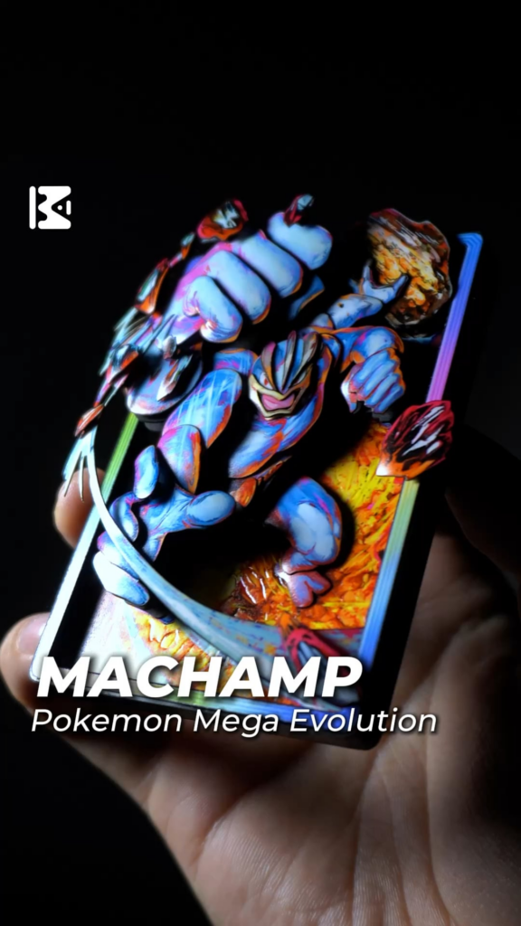 I made a 3D Machamp Mega Evolution card.