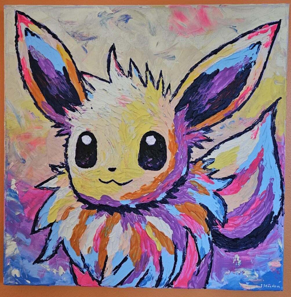 Eevee. Acrylic on canvas 14" x 14".