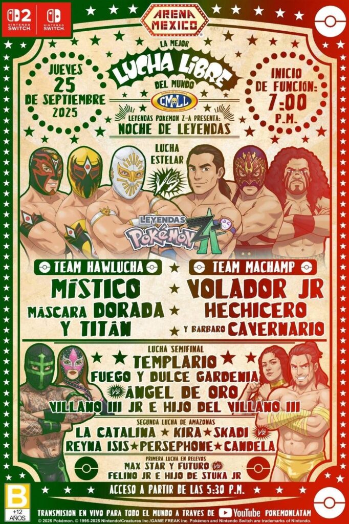 Official poster for tonight's Pokémon sponsored lucha libre show