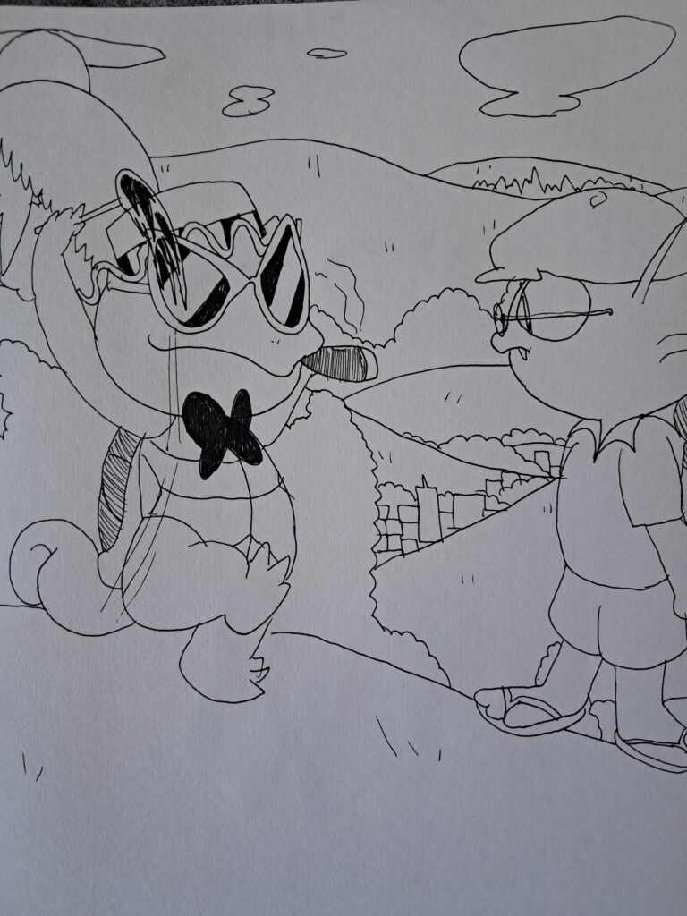 Meowth meets the leader of the Squirtle Squad!